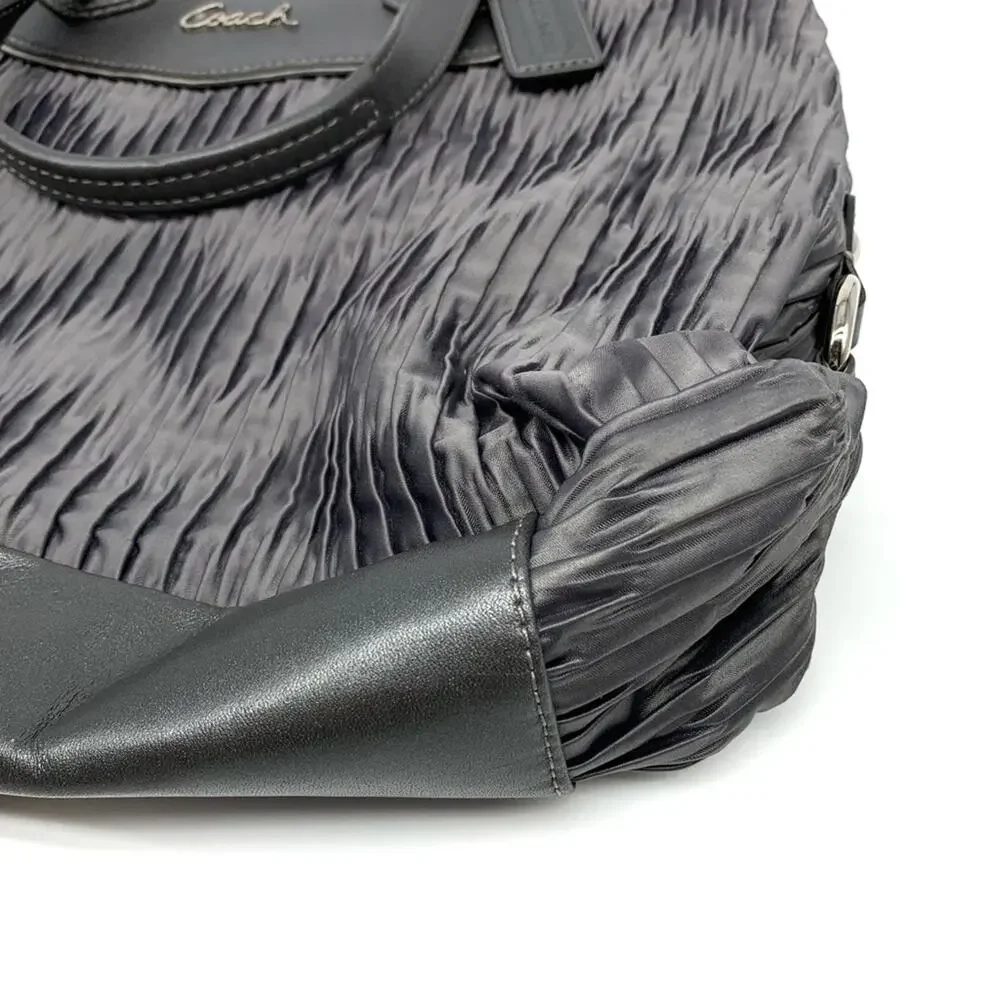 COACH #F20050 Ashley Gathered Carryall Satchel Bag Grey Satin